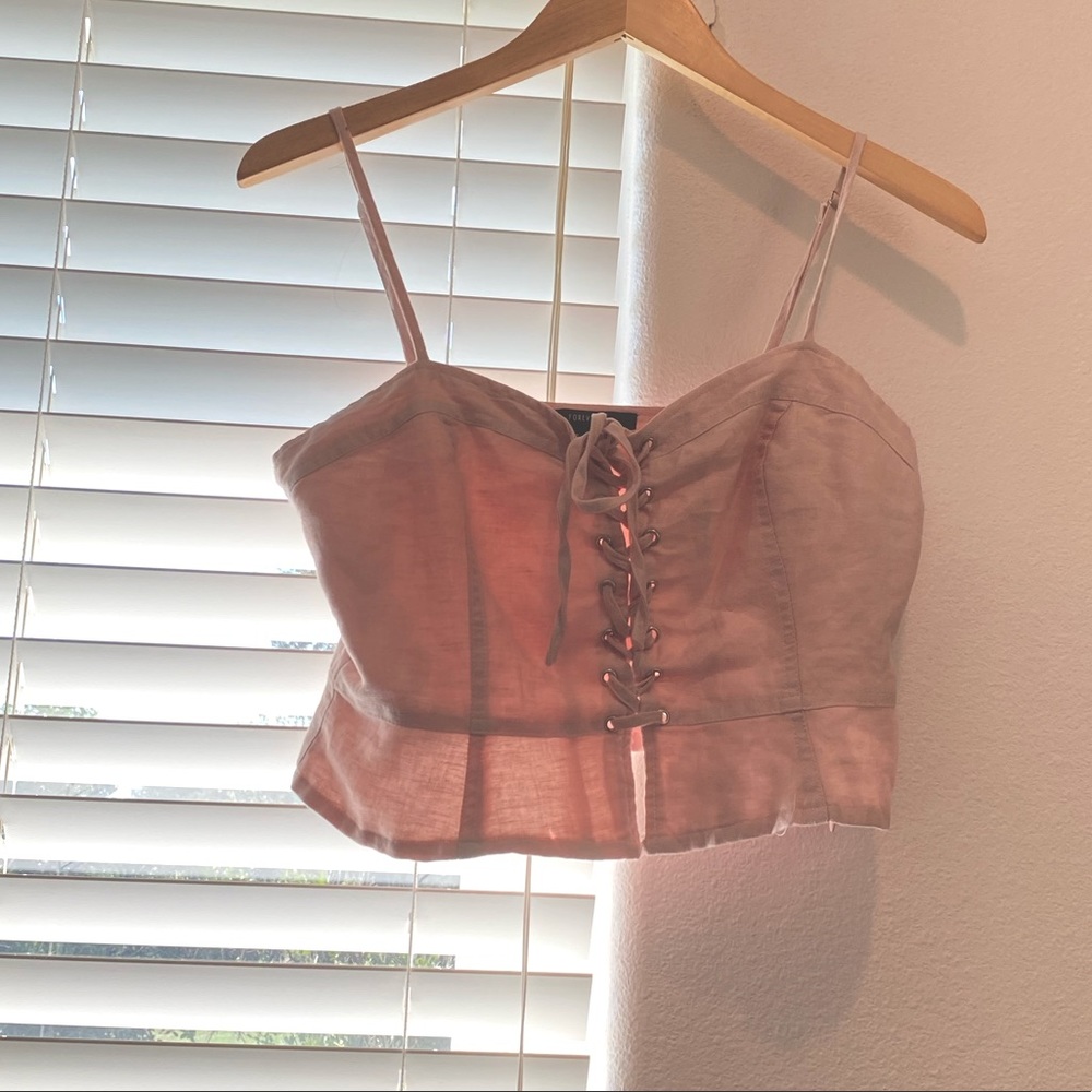 Pink Lace up crop